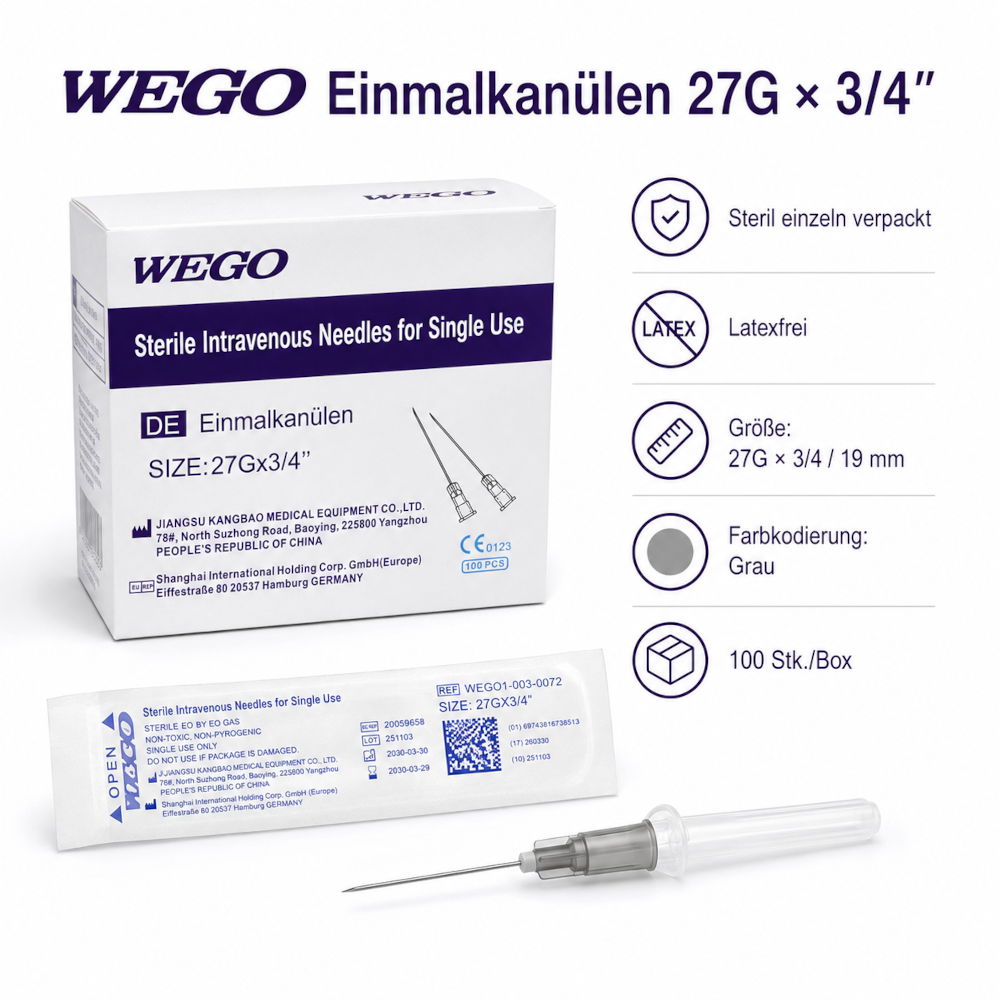 WEGO Einmalkanülen 27G*3/4, 100stk – Bild 2