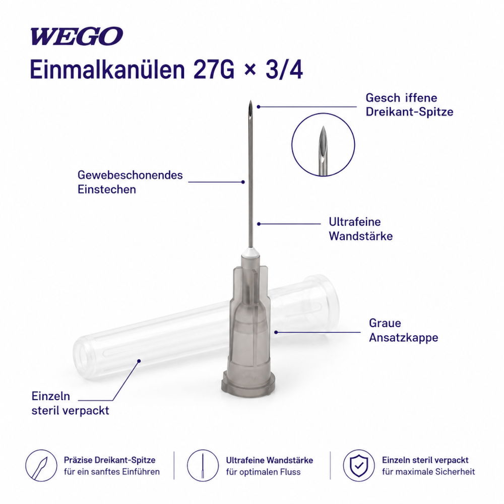 WEGO Einmalkanülen 27G*3/4, 100stk – Bild 5