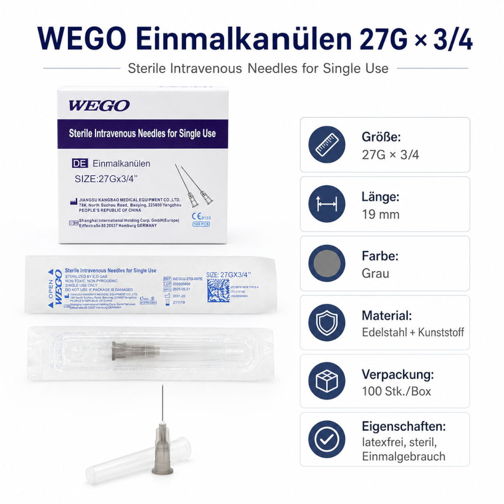 WEGO Einmalkanülen 27G*3/4, 100stk – Bild 3